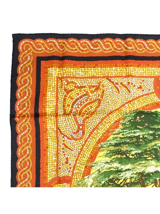 Hermes Scarf  Hermes Carre 90 Sous le Cedre Under the Cedar Multicolor Silk Scarf
